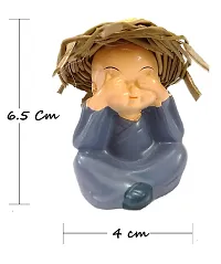 AFTERSTITCH Showpiece for Home Decor Monk Car Crafts Decoration Cute Small Kung Fu Resin Little Monks with Straw Hat for Car Dashboard Home Office Interior Desk D?cor 4 Packs-thumb2