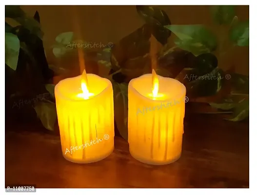 AFTERSTITCH Moving Flame Flickering Led Candles for Home Decoration with Battery Artificial Wax Like Led Lights Diya for Diwali Decorative Light Living Room Romantic Dinner (Flickering Candle Lights)-thumb3