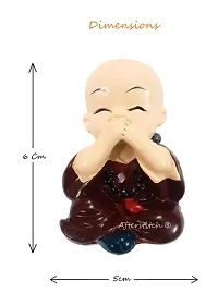 AFTERSTITCH ? Monks Set 4 Big Size Cute Baby Monk Buddha Idols Statues Showpiece Wearing Mala for Car Dashboard Home D?cor Decoration & Gifting Purpose-thumb4