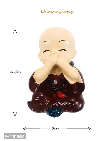 AFTERSTITCH ? Monks Set 4 Big Size Cute Baby Monk Buddha Idols Statues Showpiece Wearing Mala for Car Dashboard Home D?cor Decoration & Gifting Purpose-thumb5