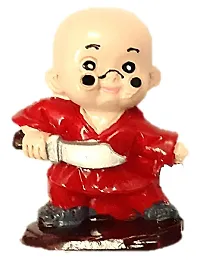 Decoration Homey Kungfu Monk Miniature Buddha Showpiece for Home, Office Decoration (Multicolor) - Set of 4-thumb2