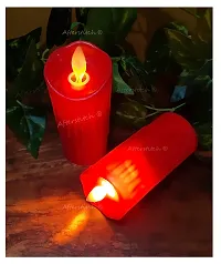 AFTERSTITCH Artificial Dancing Flame LED Diya Candle Lights with Battery (Red) - Set of 2-thumb3