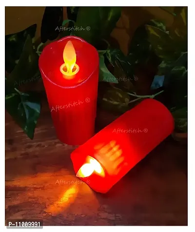 AFTERSTITCH Artificial Dancing Flame LED Diya Candle Lights with Battery (Red) - Set of 2-thumb4