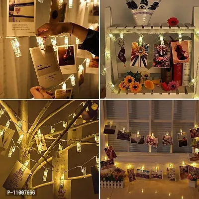 AFTERSTITCH led Photo Clips String Lights Photo Hanging Clip Lights for Wall Home Birthday Party Decoration 10 Clips (Battery Operated) Approx 2 m Length