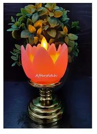 AFTERSTITCH Led Lights For Home Decoration With Battery Artificial Flower Shape Lotus With Sliver Stand Led Candles Lights Diyas ( Batteries Included) Pink-thumb1