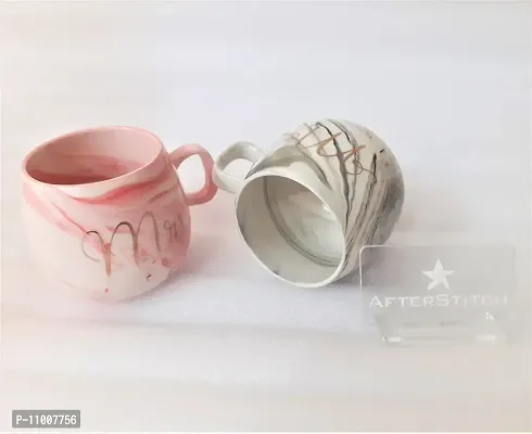 AFTERSTITCH Mr and Mrs Coffee Mugs Gift Set Ceramic Cups Mr Mrs Mugs for Couples Marble Texture for Anniversary Wedding Valentines Day Bridal Shower Gifting, Self Use & Home Decoration As Showpiece-thumb4
