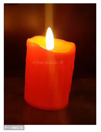 AFTERSTITCH Led Candles for Home Decoration with Battery Artificial Real Wax Candle Flame Like Led Lights Diya's for Diwali Decorative Light Living Room Romantic Dinner (1 Piece Red Candle)