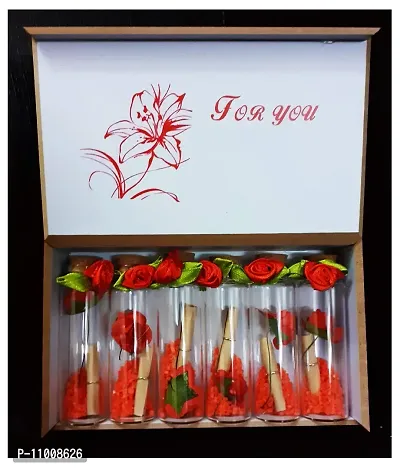 AFTERSTITCH Valentine Gifts for Girlfriend Message Bottle Set of 6 in Wooden Box (Bottle Set of 6 Bottles)-thumb2
