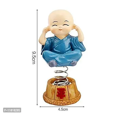 Decoration Homey Set of 4 Monk Miniature Buddha Figurines Showpiece for Home, Office Decoration(Multicolor) Sitting in a Musical Style-thumb5