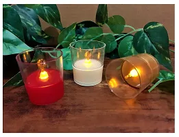 AFTERSTITCH Fiber Glass Style Like Real Moving Flame led Candles Lights for Home Decoration with Battery Artificial Dancing Flame LED Candles Lights diyas ( Batteries Included) (Set of 3)-thumb1