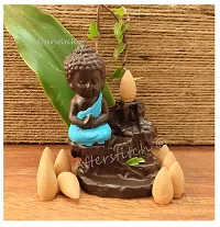 AFTERSTITCH Buddha Smoke Fountain with Incense Cones Blue Incense Burner Fog Fountain (Buddha Smoke Fountain)(Resin, Conical)-thumb1