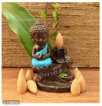 AFTERSTITCH Buddha Smoke Fountain with Incense Cones Blue Incense Burner Fog Fountain (Buddha Smoke Fountain)(Resin, Conical)-thumb2