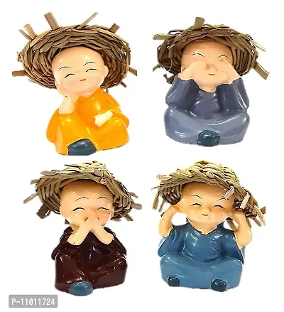 AFTERSTITCH Showpieces Statues for Home Decor Garden Idols Figurine for Living Room Car Dashboard Decorative Items  Gift (Small Idols for Car Dashboard Hat Monk)-thumb2