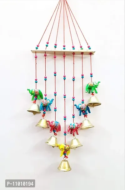 Elephant Wall Hanging Decor for Living Room Wind Chime Wooden Bells for Home Decoration