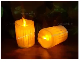 AFTERSTITCH led Lights for Home Decoration with Battery Artificial Dancing Flame LED Candles Lights diyas ( Batteries Included) Set of 2 (White & Cream)-thumb2