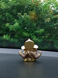 AFTERSTITCH Car Dashboard Accessories Interior Decoration Big Ear Baal Lord Ganesha Idols Statues Showpiece for Car Dashboard Home D?cor Decoration & Gifting Purpose Ganesh Ji Murti (Brown Golden)-thumb4