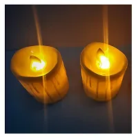 AFTERSTITCH led Lights for Home Decoration with Battery Artificial Dancing Flame LED Candles Lights diyas ( Batteries Included) Set of 2 (White & Cream)-thumb4