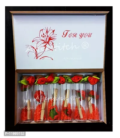 AFTERSTITCH Valentine Gifts for Girlfriend Message Bottle Set of 6 in Wooden Box (Set of 6)-thumb3