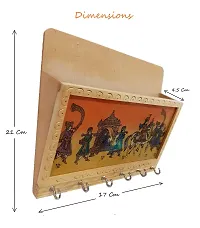 AFTERSTITCH Key Hanger Organizer for Wall Decor Stylish with Storage Box for Home Office (Rajasthani Art Style Design 1)-thumb3