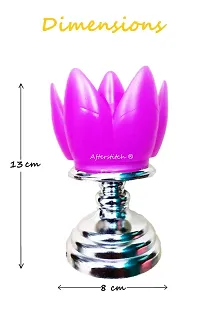 AFTERSTITCH Led Lights For Home Decoration With Battery Artificial Flower Shape Lotus With Sliver Stand Led Candles Lights Diyas ( Batteries Included) Pink-thumb4