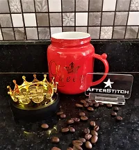 AFTERSTITCH Queen Coffee Mug Red Ceramic Cup with Crown Lid Cap Tea Milk Mug for Wife Girlfriend Sister Daughter Birthday Wedding Anniversary Valentines Day Gift Home Kitchen Decoration (Queen Mug)-thumb4