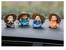 AFTERSTITCH Showpieces Statues for Home Decor Garden Idols Figurine for Living Room Car Dashboard Decorative Items  Gift (Small Idols for Car Dashboard Hat Monk)-thumb2