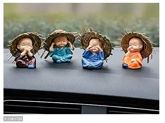 AFTERSTITCH Showpieces Statues for Home Decor Garden Idols Figurine for Living Room Car Dashboard Decorative Items  Gift (Small Idols for Car Dashboard Hat Monk)-thumb3