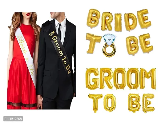 AFTERSTITCH Bride to be and Groom to be sash props set for bachelorette party Decoration Items Set of 2 Sash Ribbon Combo Kit (Bride & Groom to be decoration set)