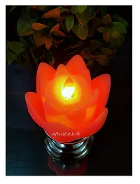 AFTERSTITCH Led Lights For Home Decoration With Battery Artificial Flower Shape Lotus With Sliver Stand Led Candles Lights Diyas ( Batteries Included) Pink-thumb2