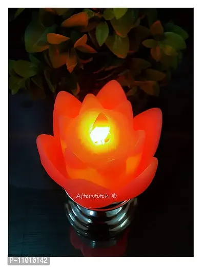 AFTERSTITCH Led Lights For Home Decoration With Battery Artificial Flower Shape Lotus With Sliver Stand Led Candles Lights Diyas ( Batteries Included) Pink-thumb3