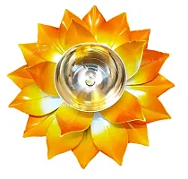 AFTERSTITCH Brass Lotus Diya for Puja Kamal Patti Flower Shaped Brass Diyas Oil Lamp for Pooja Room Aarti Temple Mandir Home Decoration & Gift Purposes (Big Lotus Brass Metal Yellow Diya)-thumb2