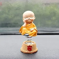 Decoration Homey Set of 4 Monk Miniature Buddha Figurines Showpiece for Home, Office Decoration(Multicolor) Sitting in a Musical Style-thumb3