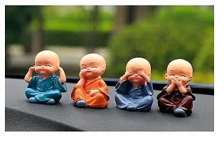 AFTERSTITCH Resin Baby Monk Buddha Showpiece Buddha Monk Statue for Home Decor Set of 4 Idols Figurine Car Dashboard & Birthday Return Gift Purpose (Baby Monk Buddha showpiece)-thumb1