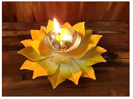 AFTERSTITCH Brass Lotus Diya for Puja Kamal Patti Flower Shaped Brass Diyas Oil Lamp for Pooja Room Aarti Temple Mandir Home Decoration & Gift Purposes (Big Lotus Brass Metal Yellow Diya)-thumb1