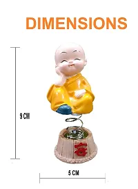 AFTERSTITCH Buddha Monk Set of 4 Monks for Car Dash Board Gifting and Home Living Room Car Dashboard Decoration Purpose Poly Resin Buddha Monk, 9.5x4.5cm, Multicolour, 4 Piece-thumb2