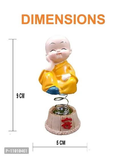 AFTERSTITCH Buddha Monk Set of 4 Monks for Car Dash Board Gifting and Home Living Room Car Dashboard Decoration Purpose Poly Resin Buddha Monk, 9.5x4.5cm, Multicolour, 4 Piece-thumb3