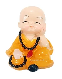 AFTERSTITCH ? Monks Set 4 Big Size Cute Baby Monk Buddha Idols Statues Showpiece Wearing Mala for Car Dashboard Home D?cor Decoration & Gifting Purpose-thumb3