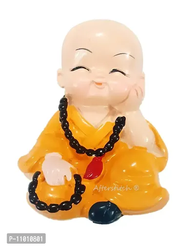 AFTERSTITCH ? Monks Set 4 Big Size Cute Baby Monk Buddha Idols Statues Showpiece Wearing Mala for Car Dashboard Home D?cor Decoration & Gifting Purpose-thumb4