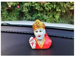 AFTERSTITCH Shirdi Saibaba Idol Marble Small Size Idol for Car Dashboard Home Decor Pooja Room Temple Lord Saibaba Statue Showpiece Gift Stone Finish Small Living Room Decorative Items (Sai Baba)-thumb2