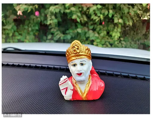 AFTERSTITCH Shirdi Saibaba Idol Marble Small Size Idol for Car Dashboard Home Decor Pooja Room Temple Lord Saibaba Statue Showpiece Gift Stone Finish Small Living Room Decorative Items (Sai Baba)-thumb3