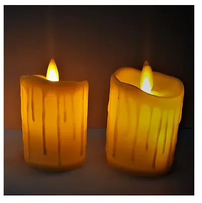 AFTERSTITCH led Lights for Home Decoration with Battery Artificial Dancing Flame LED Candles Lights diyas ( Batteries Included) Set of 2