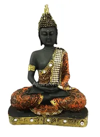 AFTERSTITCH Buddha Orange Statue Meditating Idols For Garden Home Decor Hand Mudra Living Room Door Entrance Decorative Items Showpiece Figurine , Big Size 22 cm, Resin-thumb3