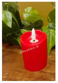 AFTERSTITCH Led Candles for Home Decoration with Battery Artificial Real Wax Candle Flame Like Led Lights Diya's for Diwali Decorative Light Living Room Romantic Dinner (1 Piece Red Candle)-thumb2