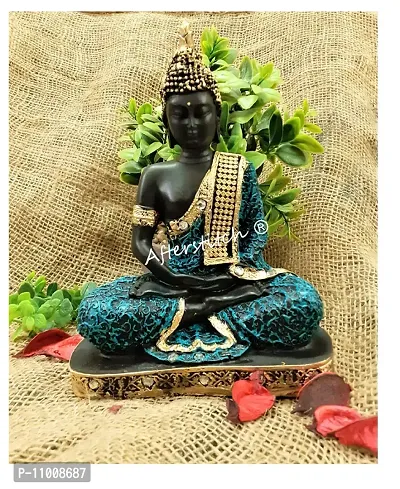 AFTERSTITCH Buddha Showpiece Big Size Black For Home Decor Idol Murti For Gift Living Room Decorative Items Figurine For Door Entrance Decoration Garden Decor, Black, Resin, 1 Piece