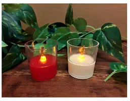 AFTERSTITCH Fiber Glass Style Like Real Moving Flame led Candles Lights for Home Decoration with Battery Artificial Dancing Flame LED Candles Lights diyas ( Batteries Included) (Golden & White)-thumb1