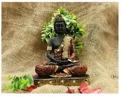 AFTERSTITCH Buddha Orange Statue Meditating Idols For Garden Home Decor Hand Mudra Living Room Door Entrance Decorative Items Showpiece Figurine , Big Size 22 cm, Resin-thumb1