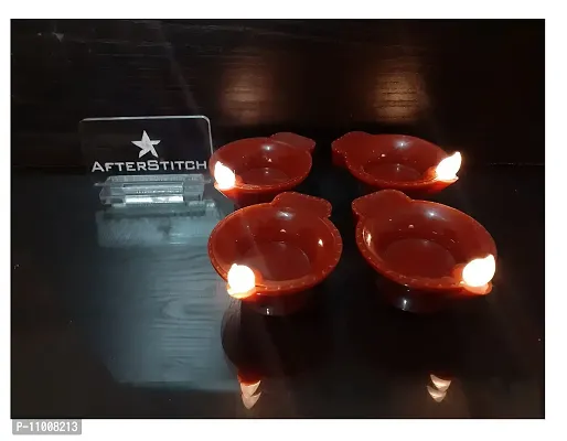 AFTERSTITCH Set of 2 LED Diya Lights with Battery for Home Decoration Diwali Festival Puja Look Like Oil Water Diyas for Pooja Temple Mandir Decorative Lights for New Year Christmas Party Decor (2)