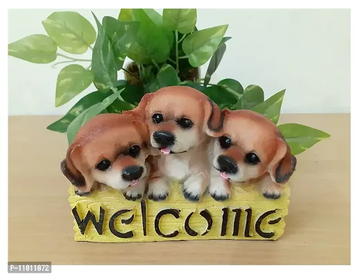 AFTERSTITCH Welcome Dog Showpiece Statue For Home Decoration Living Room Decorative Items For Door Entrance House Warming Gifts For New Home Stylish Latest Kitchen Garden D?cor Figurines