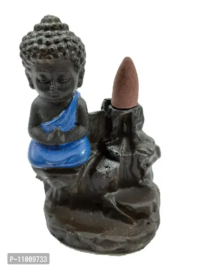 AFTERSTITCH Buddha Smoke Fountain with Incense Cones Blue Incense Burner Fog Fountain (Buddha Smoke Fountain)(Resin, Conical)-thumb5