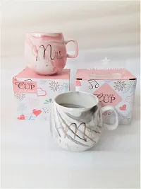 AFTERSTITCH Mr and Mrs Coffee Mugs Gift Set Ceramic Cups Mr Mrs Mugs for Couples Marble Texture for Anniversary Wedding Valentines Day Bridal Shower Gifting, Self Use & Home Decoration As Showpiece-thumb2